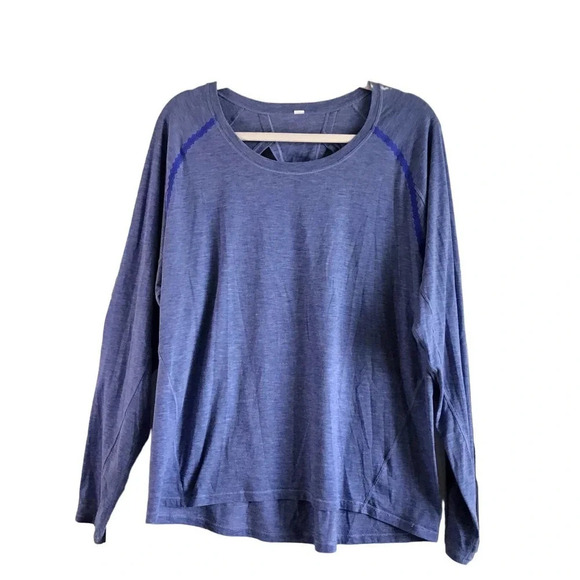 Lululemon STOP DROP AND SQUAT Long Sleeve Heathered Blue (FLAWS) - Picture 1 of 13